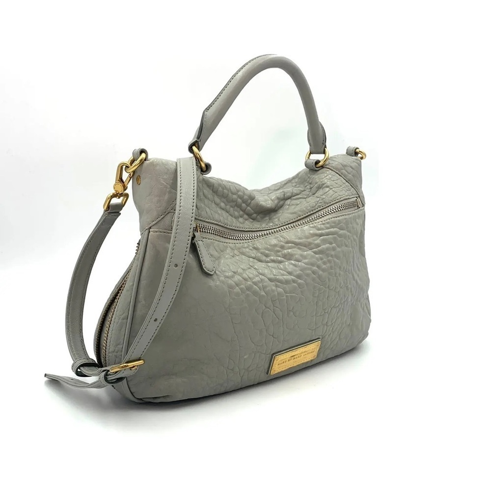Marc By Marc Jacobs Designer Gray Amee Leather Crossbody Bag and Gold Hardware